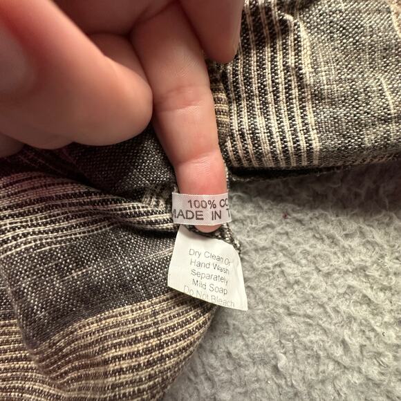 Yasuko Kurisaka Striped Brown Gray Pocket Button Sweater Coat Jacket Women Large - Picture 8 of 12